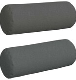 VidaXL Bolster Kussens 2 pcs Donkergrijs Ø 25 x 70 cm Stof