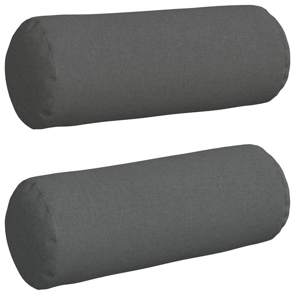 VidaXL Bolster Kussens 2 pcs Donkergrijs Ø 25 x 70 cm Stof