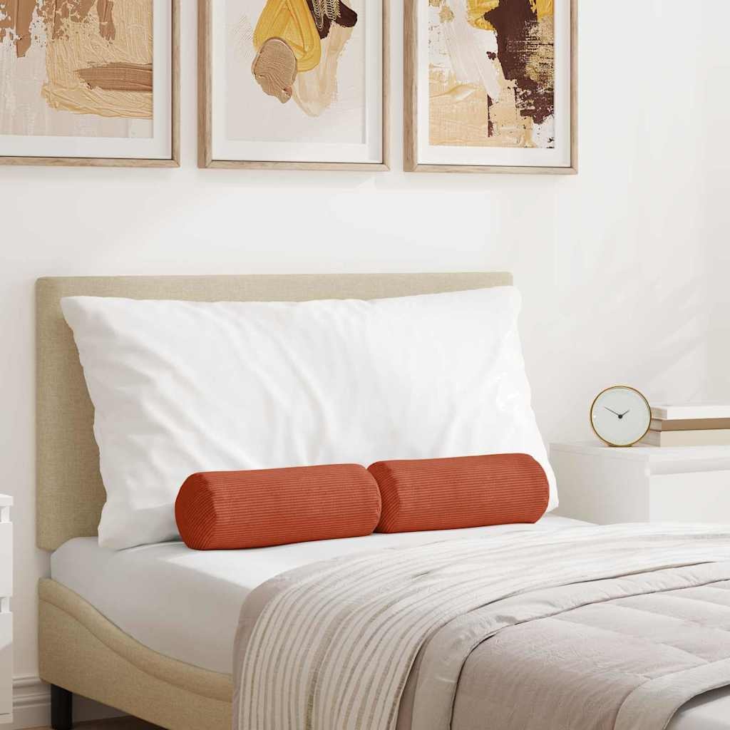 VidaXL Bolster Kussens 2 pcs Rood-oranje Ø 15 x 40 cm Katoen Stof