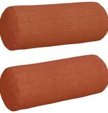 VidaXL Bolster Kussens 2 pcs Rood-oranje Ø 15 x 40 cm Katoen Stof