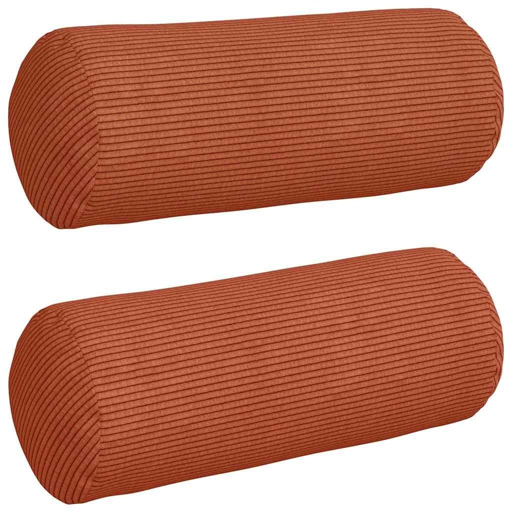 VidaXL Bolster Kussens 2 pcs Rood-oranje Ø 15 x 40 cm Katoen Stof