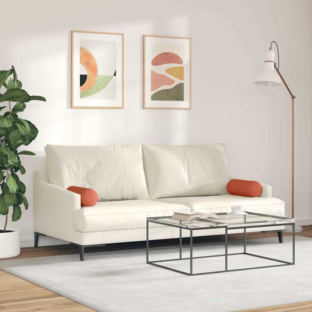 VidaXL Bolster Kussens 2 pcs Rood-oranje Ø 15 x 40 cm Katoen Stof