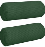 VidaXL Bolster Kussens 2 pcs Donkergroen Ø 15 x 40 cm Katoen Stof