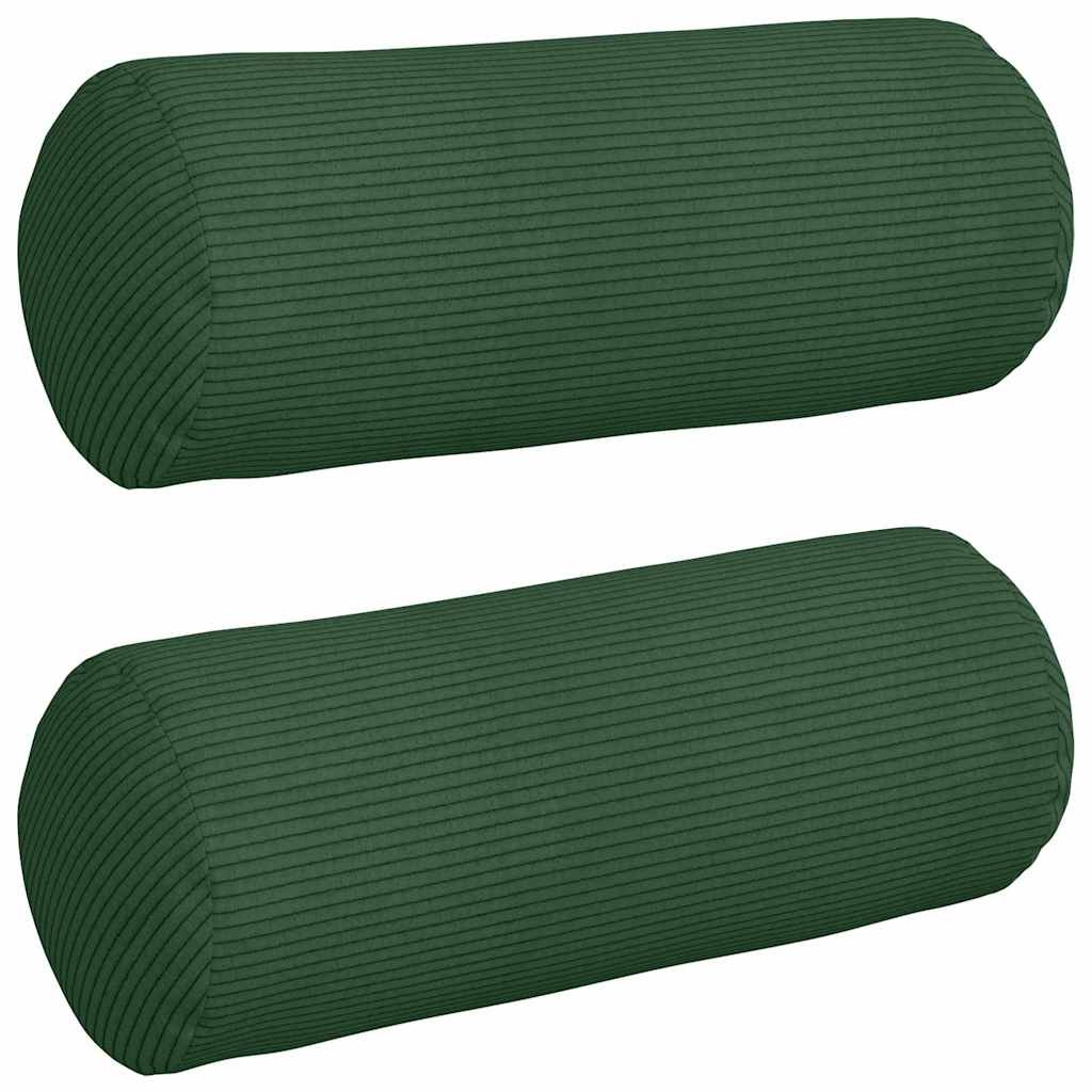 VidaXL Bolster Kussens 2 pcs Donkergroen Ø 15 x 40 cm Katoen Stof
