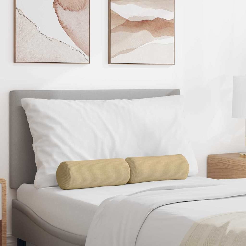 VidaXL Bolster Kussens 2 pcs Grijs groen Ø 15 x 40 cm Katoen Stof