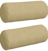 VidaXL Bolster Kussens 2 pcs Grijs groen Ø 15 x 40 cm Katoen Stof