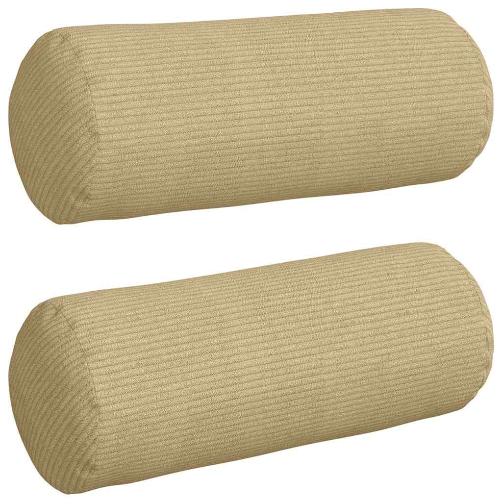 VidaXL Bolster Kussens 2 pcs Grijs groen Ø 15 x 40 cm Katoen Stof