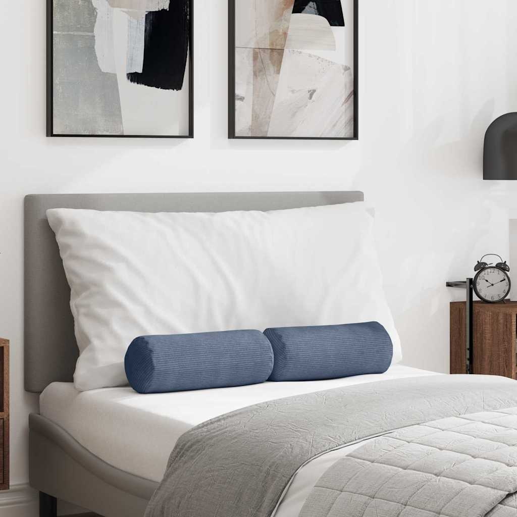 VidaXL Bolster Kussens 2 pcs Blauw Ø 15 x 40 cm Katoen Stof