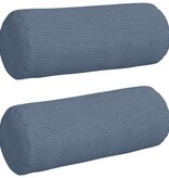 VidaXL Bolster Kussens 2 pcs Blauw Ø 15 x 40 cm Katoen Stof