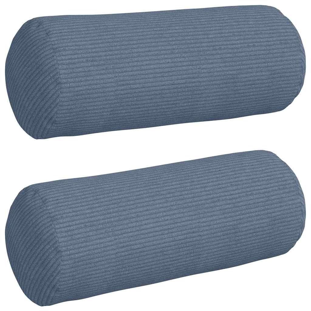 VidaXL Bolster Kussens 2 pcs Blauw Ø 15 x 40 cm Katoen Stof