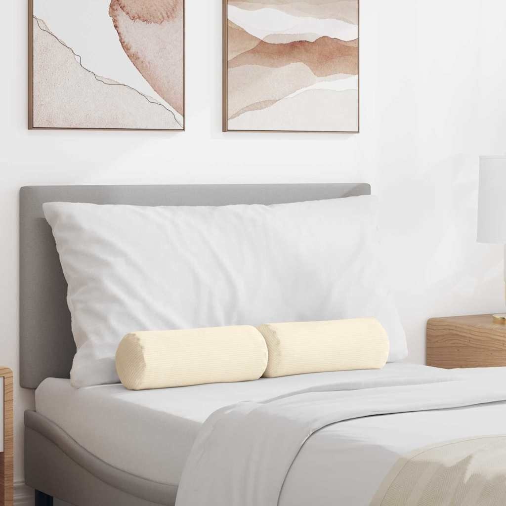 VidaXL Bolster Kussens 2 pcs Crème Ø 15 x 40 cm Katoen Stof