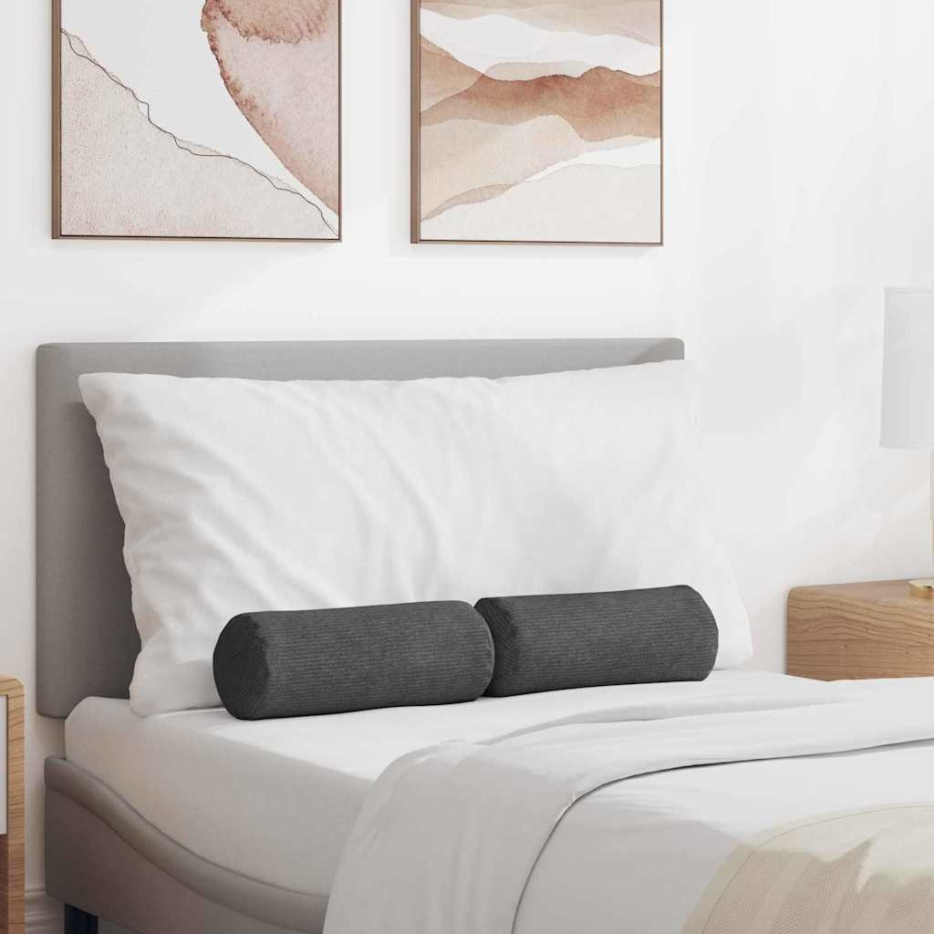 VidaXL Bolster Kussens 2 pcs Donkergrijs Ø 15 x 40 cm Katoen Stof