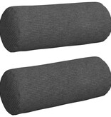VidaXL Bolster Kussens 2 pcs Donkergrijs Ø 15 x 40 cm Katoen Stof