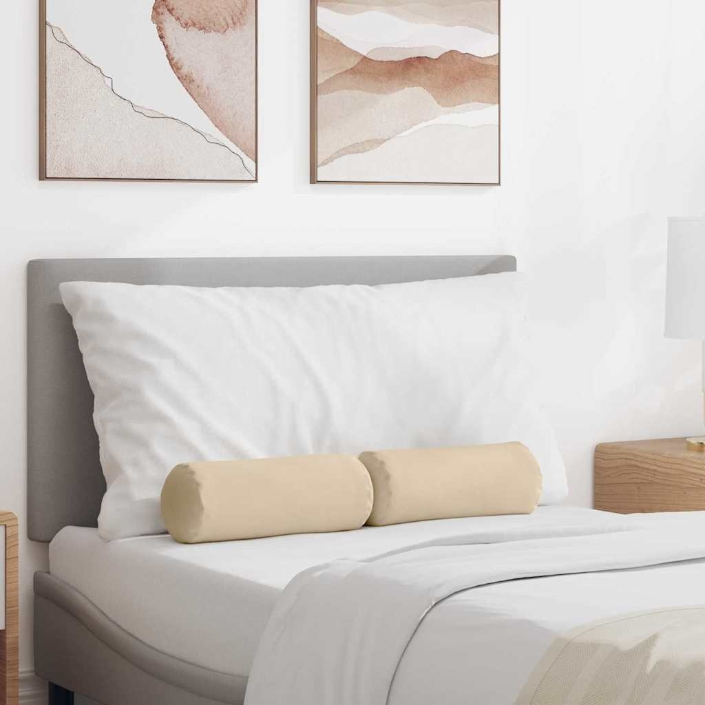 VidaXL Bolster Kussens 2 pcs Crème Ø 15 x 40 cm Microvezel Stof