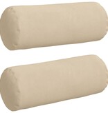 VidaXL Bolster Kussens 2 pcs Crème Ø 15 x 40 cm Microvezel Stof