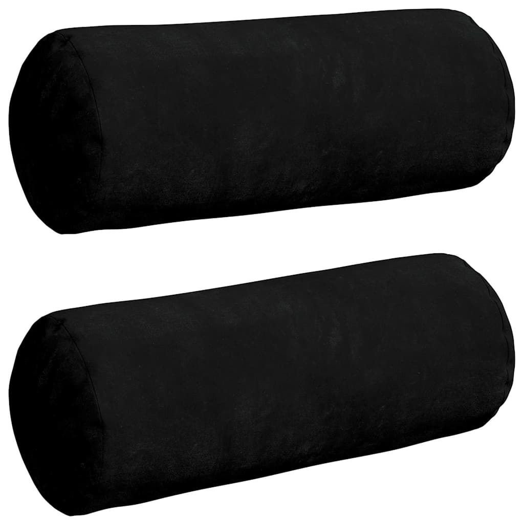 VidaXL Bolster Kussens 2 pcs Zwart Ø 15 x 40 cm Microvezel Stof