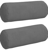 VidaXL Bolster Kussens 2 pcs Donkergrijs Ø 15 x 40 cm Microvezel Stof