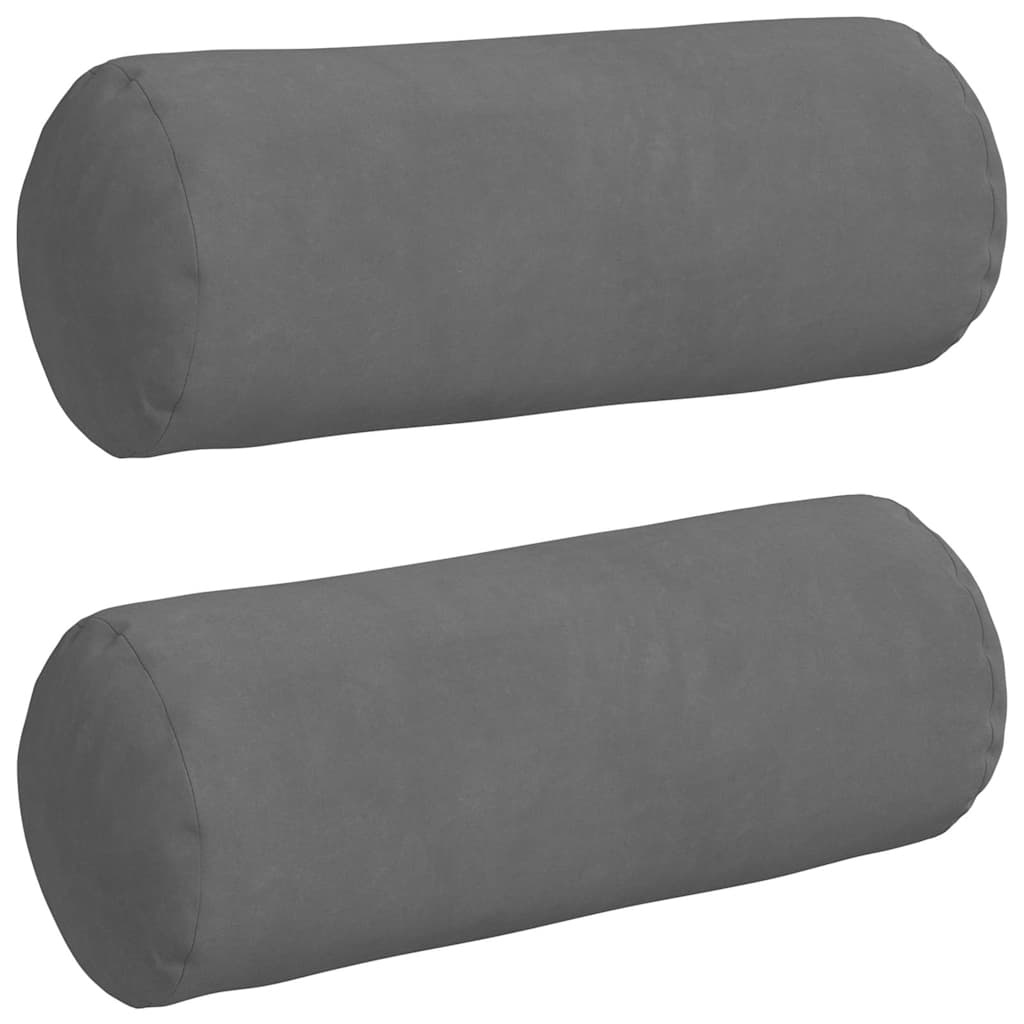 VidaXL Bolster Kussens 2 pcs Donkergrijs Ø 15 x 40 cm Microvezel Stof