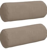 VidaXL Bolster Kussens 2 pcs Taupe Ø 15 x 40 cm Microvezel Stof