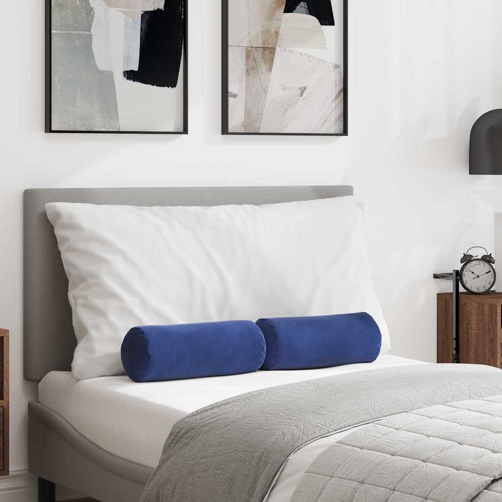 VidaXL Bolster Kussens 2 pcs Politieblauw Ø 15 x 40 cm Katoen Stof