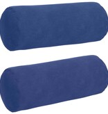VidaXL Bolster Kussens 2 pcs Politieblauw Ø 15 x 40 cm Katoen Stof