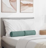 VidaXL Bolster Kussens 2 pcs Zeegroen Ø 15 x 40 cm Katoen Stof