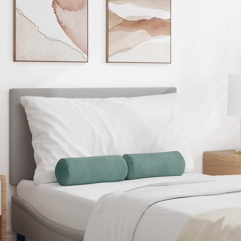 VidaXL Bolster Kussens 2 pcs Zeegroen Ø 15 x 40 cm Katoen Stof