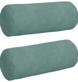 VidaXL Bolster Kussens 2 pcs Zeegroen Ø 15 x 40 cm Katoen Stof