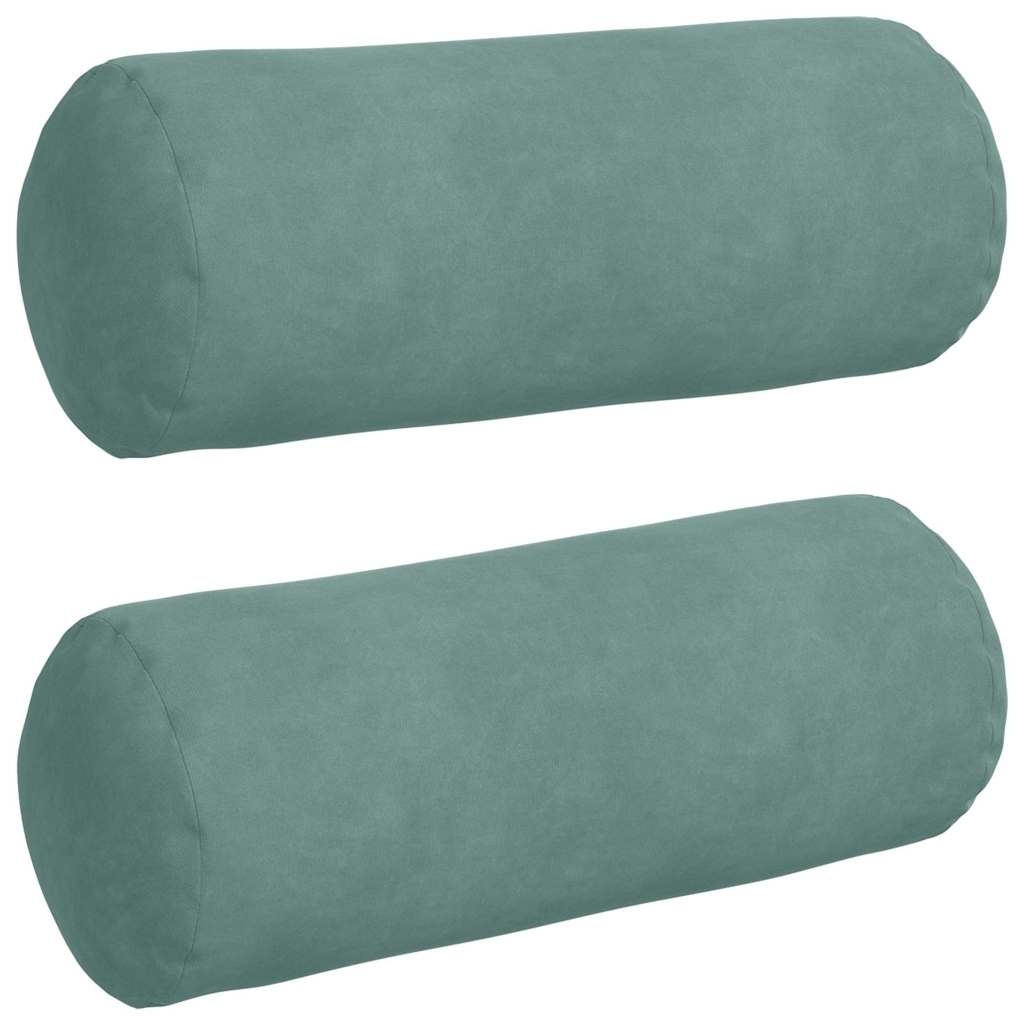 VidaXL Bolster Kussens 2 pcs Zeegroen Ø 15 x 40 cm Katoen Stof