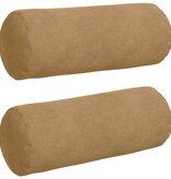 VidaXL Bolster Kussens 2 pcs Bruin Ø 15 x 40 cm Katoen Stof