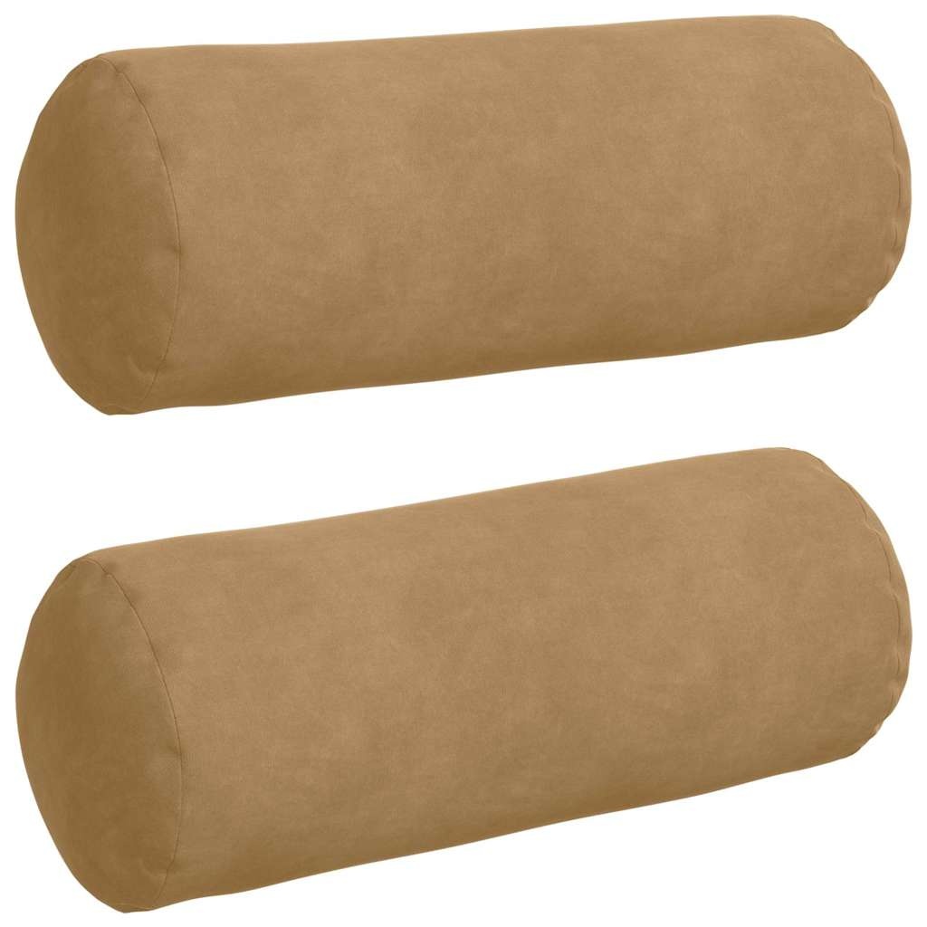 VidaXL Bolster Kussens 2 pcs Bruin Ø 15 x 40 cm Katoen Stof