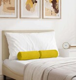 VidaXL Bolster Kussens 2 pcs Geel Ø 15 x 40 cm Katoen Stof