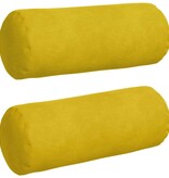 VidaXL Bolster Kussens 2 pcs Geel Ø 15 x 40 cm Katoen Stof