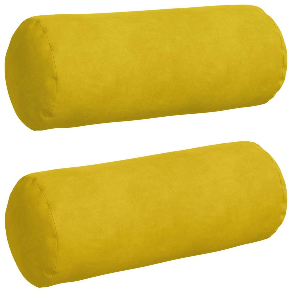 VidaXL Bolster Kussens 2 pcs Geel Ø 15 x 40 cm Katoen Stof