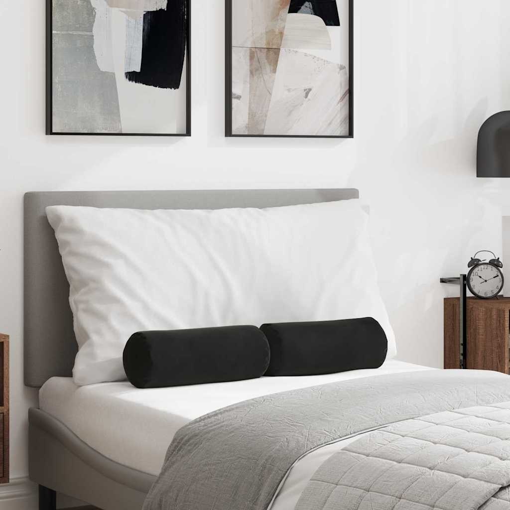 VidaXL Bolster Kussens 2 pcs Zwart Ø 15 x 40 cm Katoen Stof