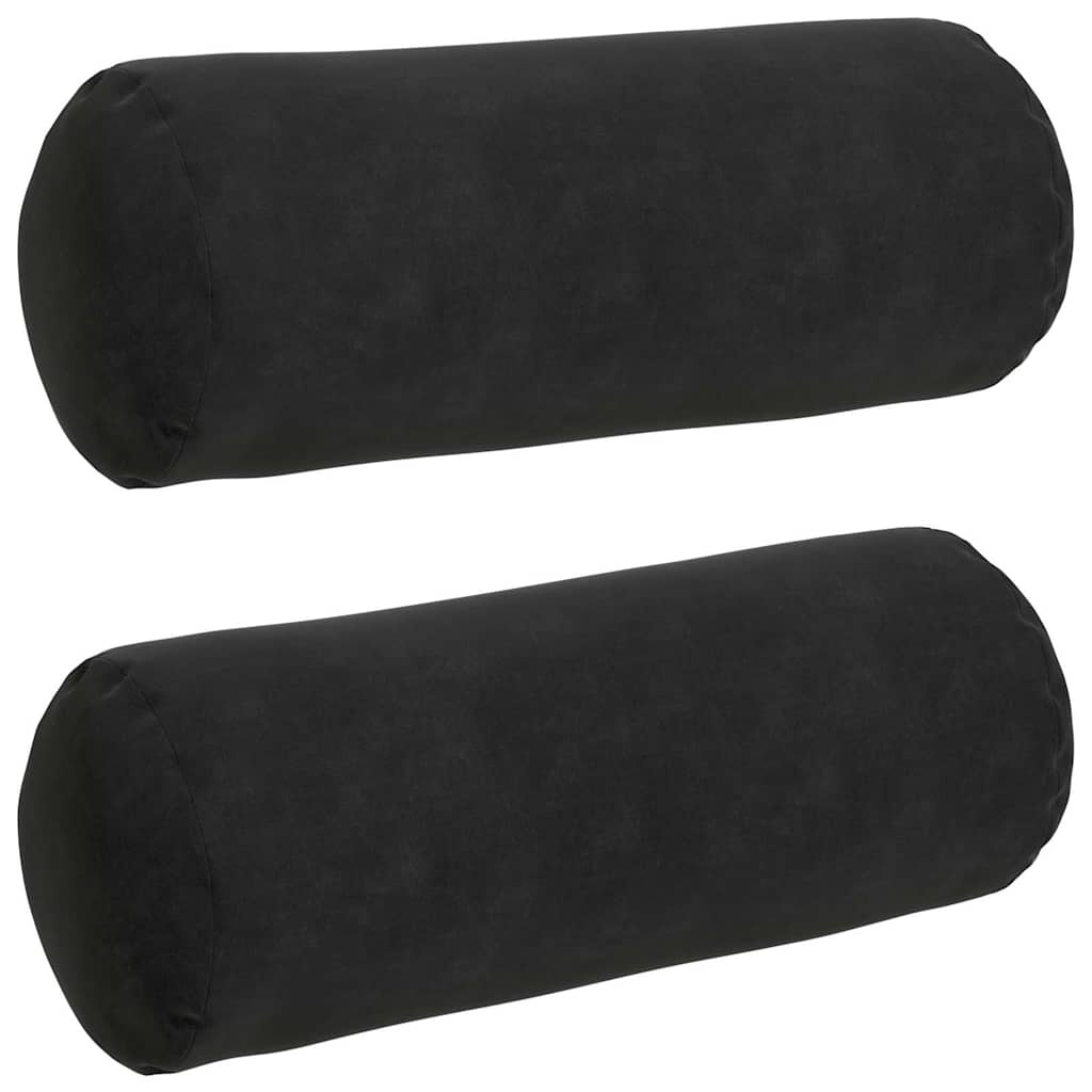 VidaXL Bolster Kussens 2 pcs Zwart Ø 15 x 40 cm Katoen Stof