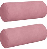 VidaXL Bolster Kussens 2 pcs Roze Ø 15 x 40 cm Katoen Stof
