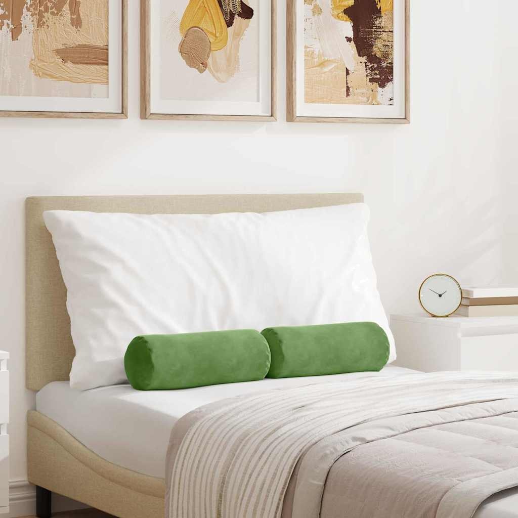 VidaXL Bolster Kussens 2 pcs Lichtgroen Ø 15 x 40 cm Katoen Stof