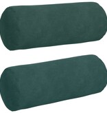VidaXL Bolster Kussens 2 pcs Donkergroen Ø 15 x 40 cm Katoen Stof
