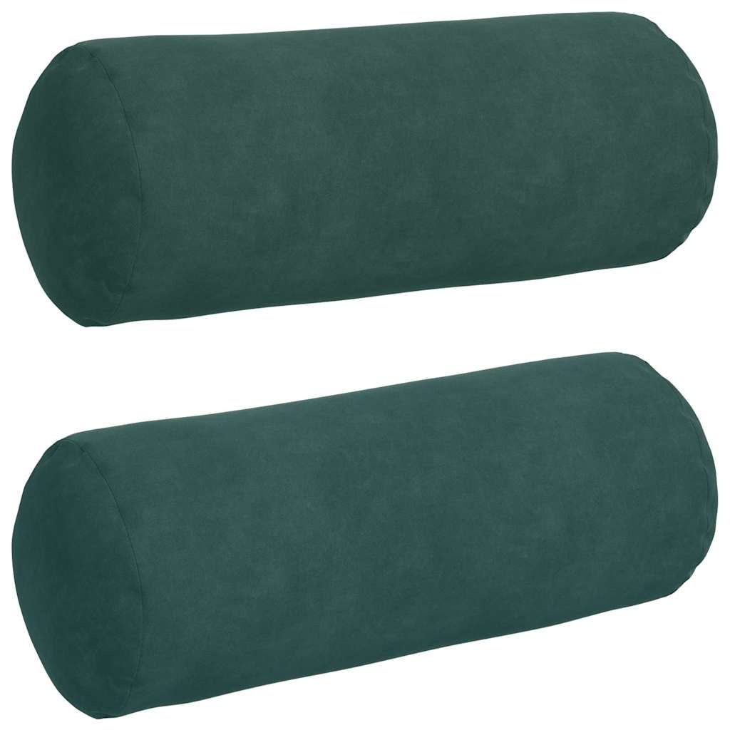 VidaXL Bolster Kussens 2 pcs Donkergroen Ø 15 x 40 cm Katoen Stof
