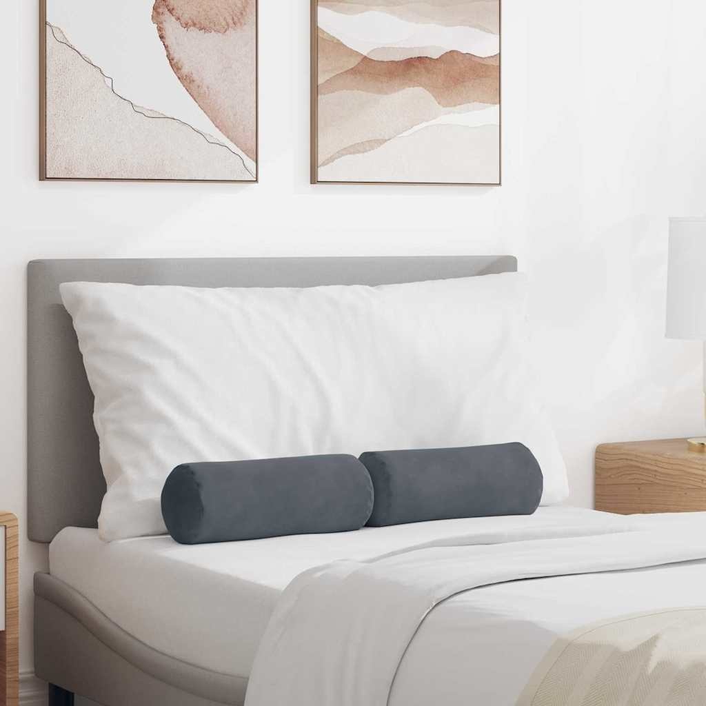 VidaXL Bolster Kussens 2 pcs Donkergrijs Ø 15 x 40 cm Katoen Stof