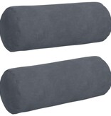 VidaXL Bolster Kussens 2 pcs Donkergrijs Ø 15 x 40 cm Katoen Stof