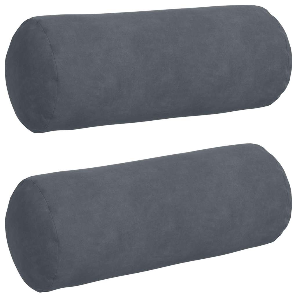 VidaXL Bolster Kussens 2 pcs Donkergrijs Ø 15 x 40 cm Katoen Stof