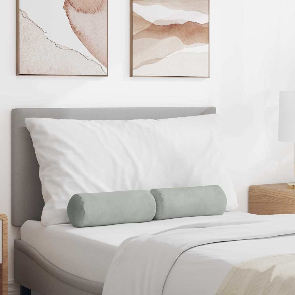 VidaXL Bolster Kussens 2 pcs Lichtgrijs Ø 15 x 40 cm Katoen Stof