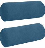 VidaXL Bolster Kussens 2 pcs Blauw Ø 15 x 40 cm Katoen Stof