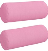 VidaXL Bolster Kussens 2 pcs Roze Ø 15 x 40 cm Stof