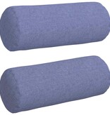 VidaXL Bolster Kussens 2 pcs Jeans Blauw Ø 15 x 40 cm Stof