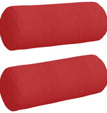 VidaXL Bolster Kussens 2 pcs Rood Ø 15 x 40 cm Stof