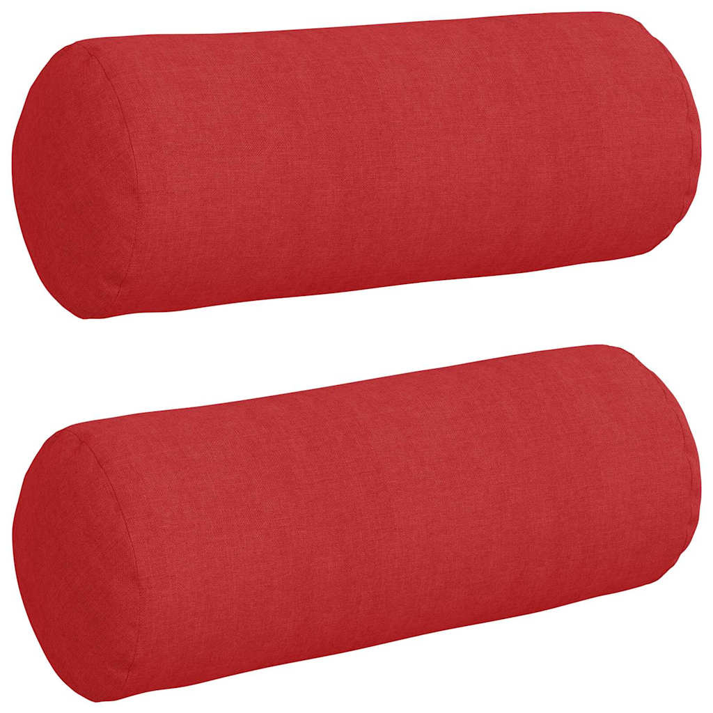 VidaXL Bolster Kussens 2 pcs Rood Ø 15 x 40 cm Stof