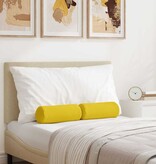 VidaXL Bolster Kussens 2 pcs Lichtgeel Ø 15 x 40 cm Stof